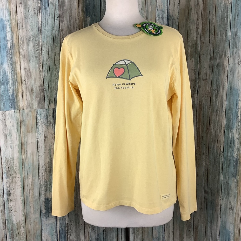 NWT Life is Good long sleeve top size medium, yellow, relaxed fit